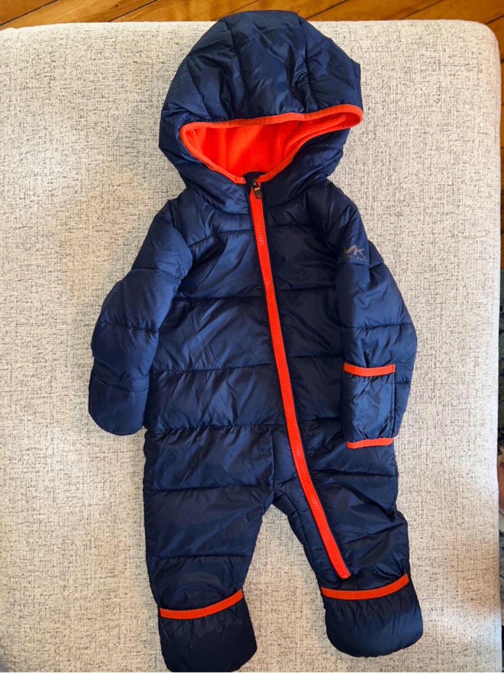 Michael Kors Navy and Orange Infant Puffer Jacket